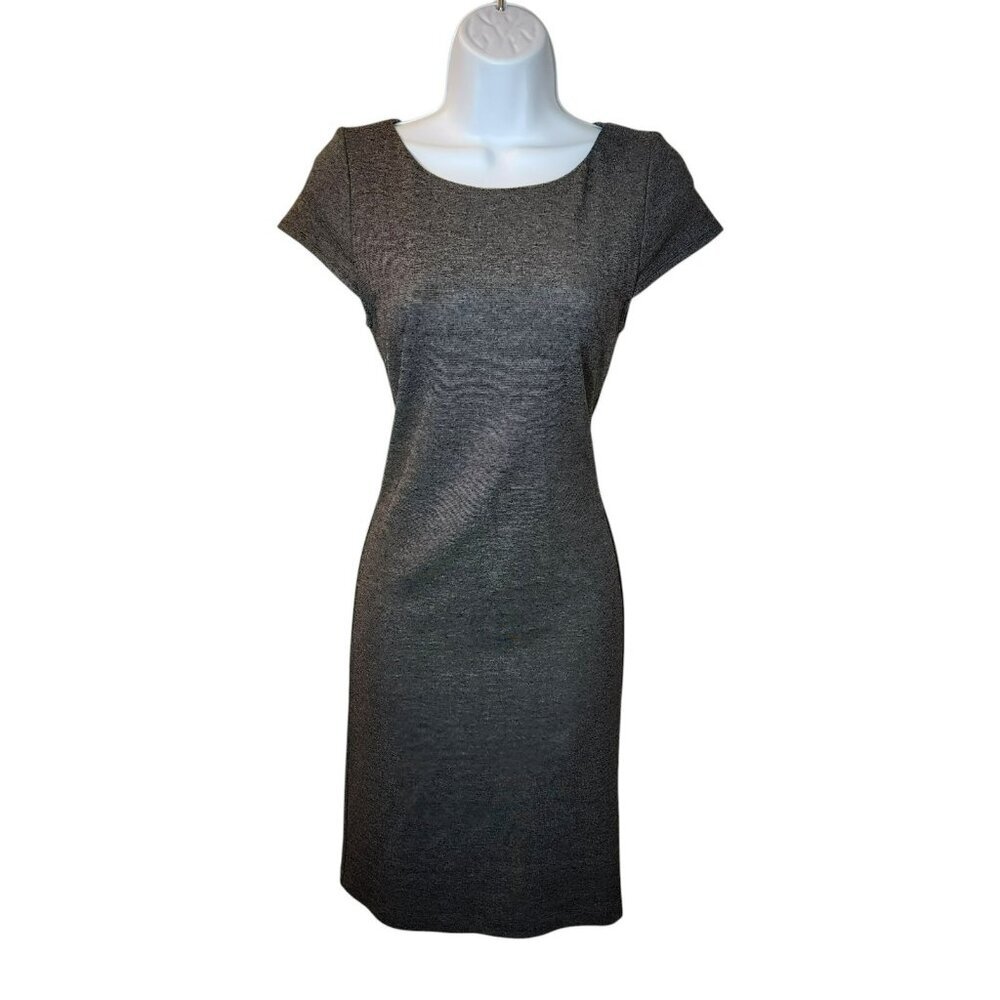 Alice + Olivia Size Small Gray Cap Sleeve Sheath Career Dress‎ Back Zip Preowned